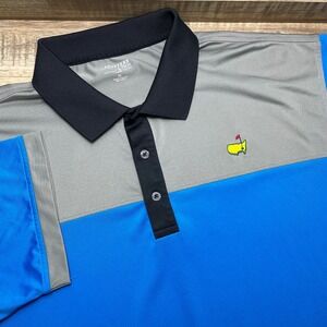 Masters Tech Performance Golf Polo Shirt Blue Gray‎ Masters Logo Mens XL
